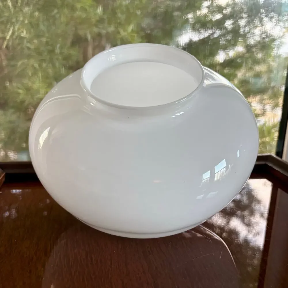 Vintage Milk Glass Lamp Shade, Mushroom Dome Shape, 4” Fitter